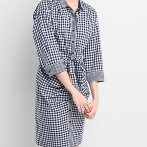 NEW Sarah J. Parker Blue Gingham Shirt Dress XS